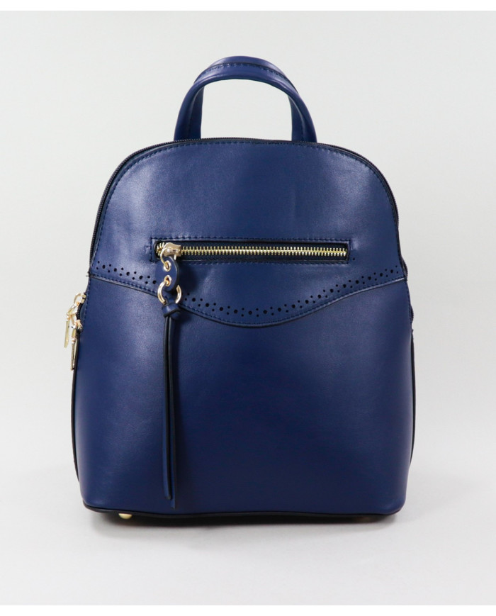 Mochila Azul de Senhora com Fecho Frontal