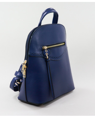 Mochila Azul de Senhora com Fecho Frontal