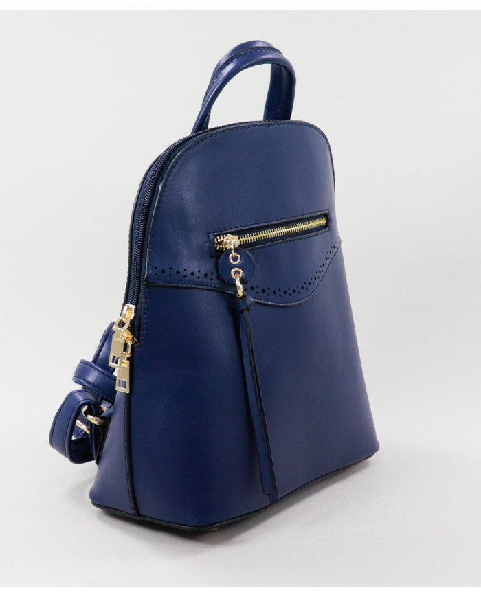 Mochila Azul de Senhora com Fecho Frontal