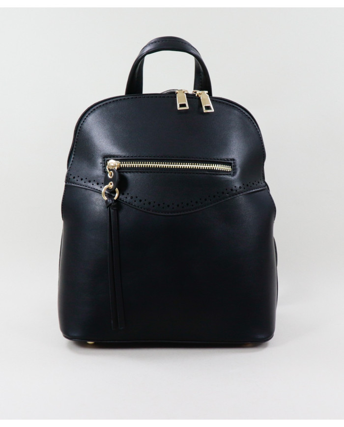 Mochila Preta de Senhora com Fecho Frontal