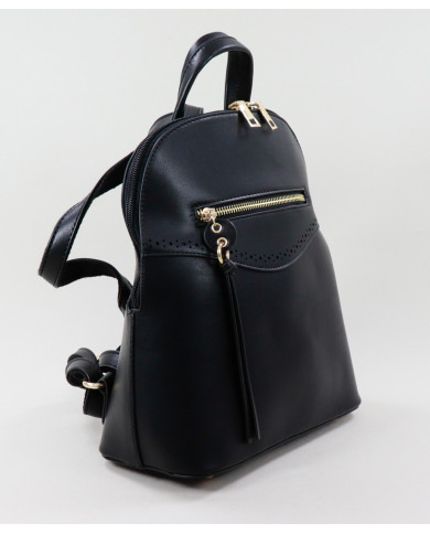 Women's Black Backpack with Front Clasp