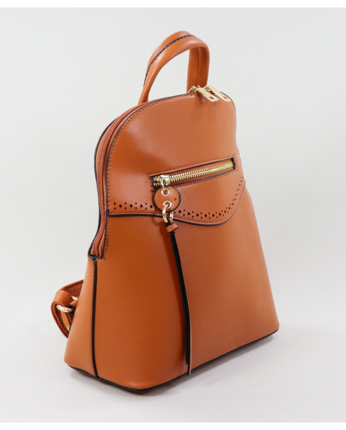 Damas Camel Mochila con cierre frontal