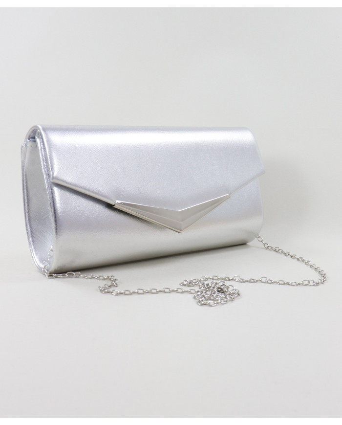 Pochete Prateada de Senhora Tipo Envelope