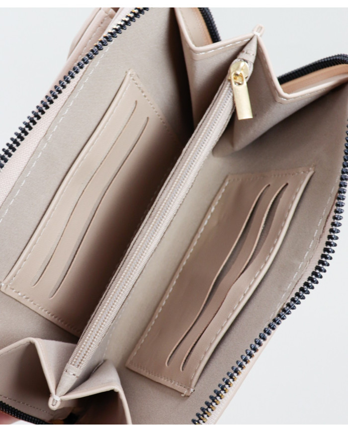 Ladies Taupe Wallet with Phone Bag