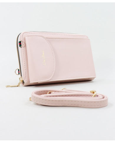 Ladies Pink Wallet with Phone Bag