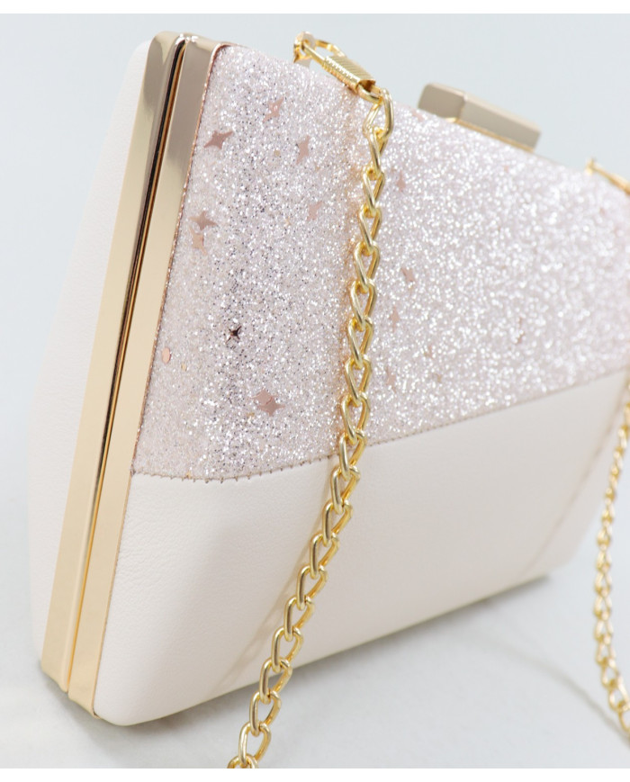 Pochete Bege de Senhora com Brilhantes