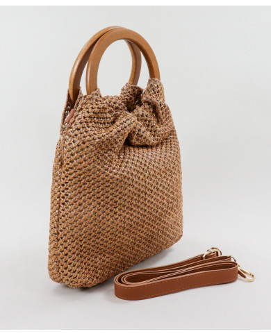 Mala Camel de Mão com Efeito Ráfia