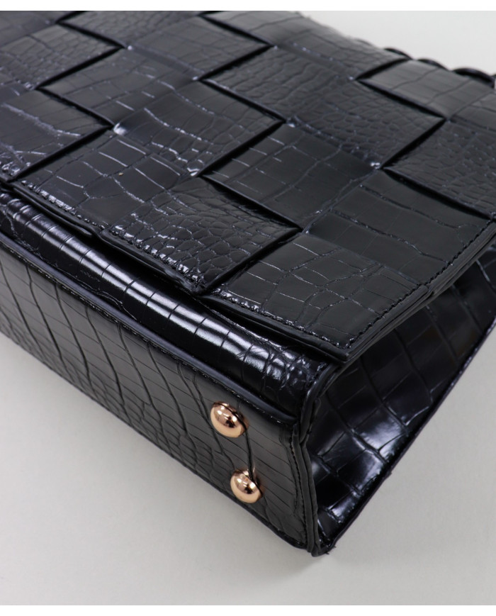 Lady's Black Case with Interlaced Strips