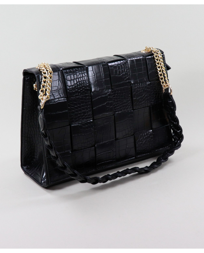 Lady's Black Case with Interlaced Strips