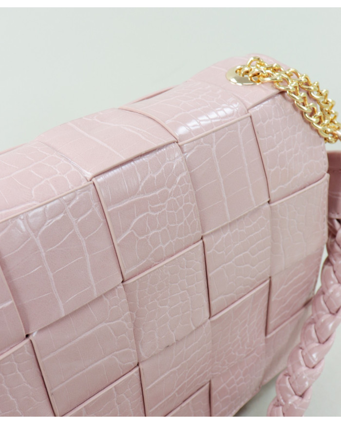Pink Lady's Bag with Interlaced Strips