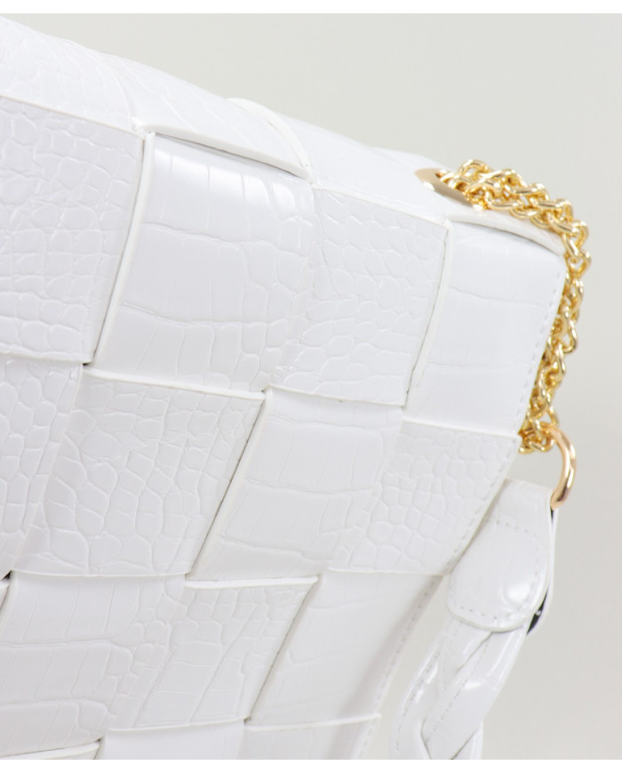 Mala Branca de Senhora com Tiras Entrelaçadas