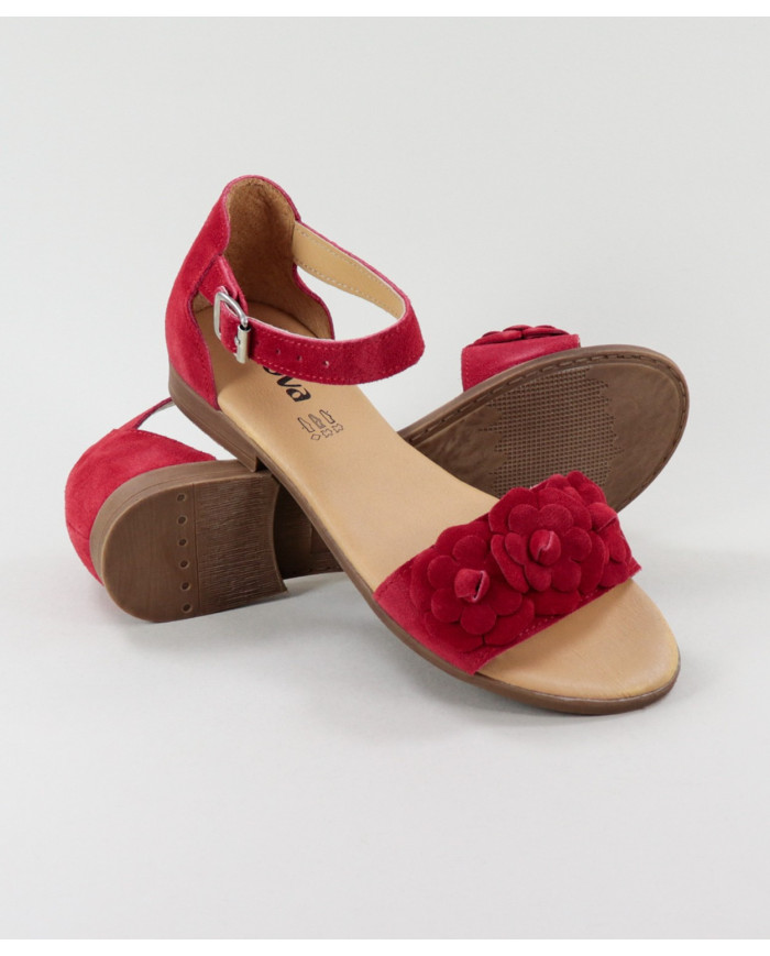 Rasa Red Sandals by Ms. Ginova with Flowers