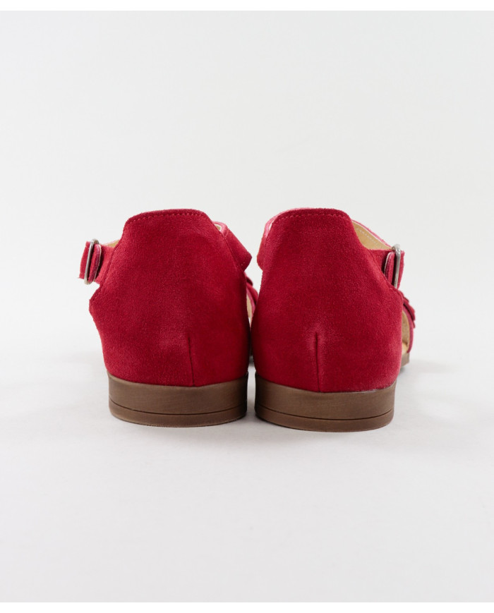 Sandálias Vermelhas Rasas de Senhora Ginova com Flores