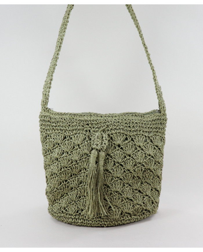 Mala Kaki de Tiracolo com Efeito Ráfia