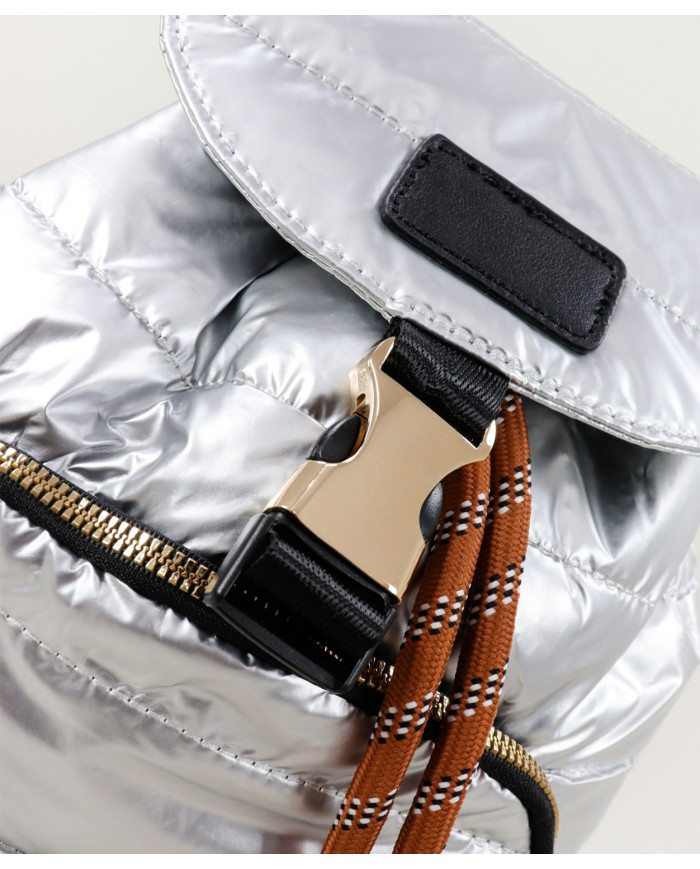 Quilted Silver Backpack