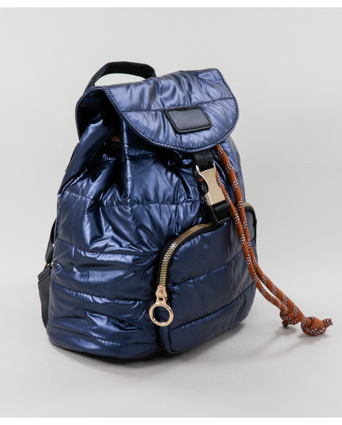 Quilted Blue Backpack