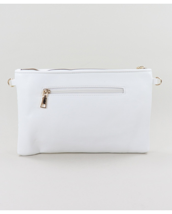 White Women's Clutch with Removable Handle
