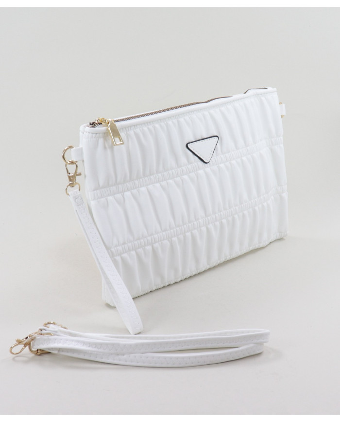 White Women's Clutch with Removable Handle