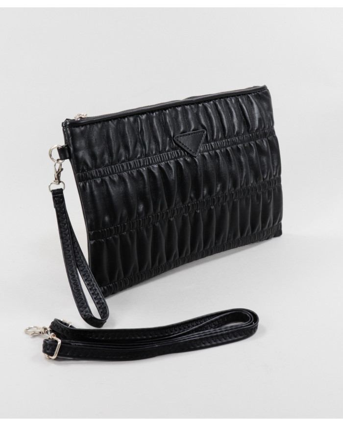 Embrague femenino negro con mango extraíble