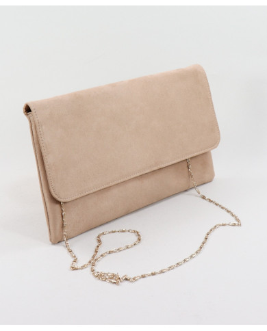 Pochete Taupe de Senhora com Alça em Correntes