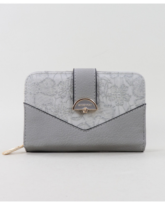 Carteira de Senhora Cinza com Relevo