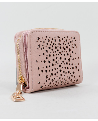 Rosa Mujer Wallet con estrellas y bolas