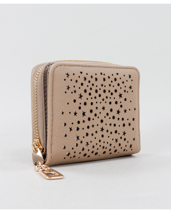 Beige Women's Wallet with Stars and Balls
