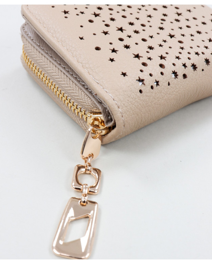 Beige Women's Wallet with Stars and Balls