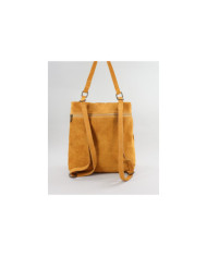 Mochila de Senhora Mostarda em Pele