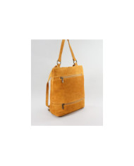 Mochila de Senhora Mostarda em Pele