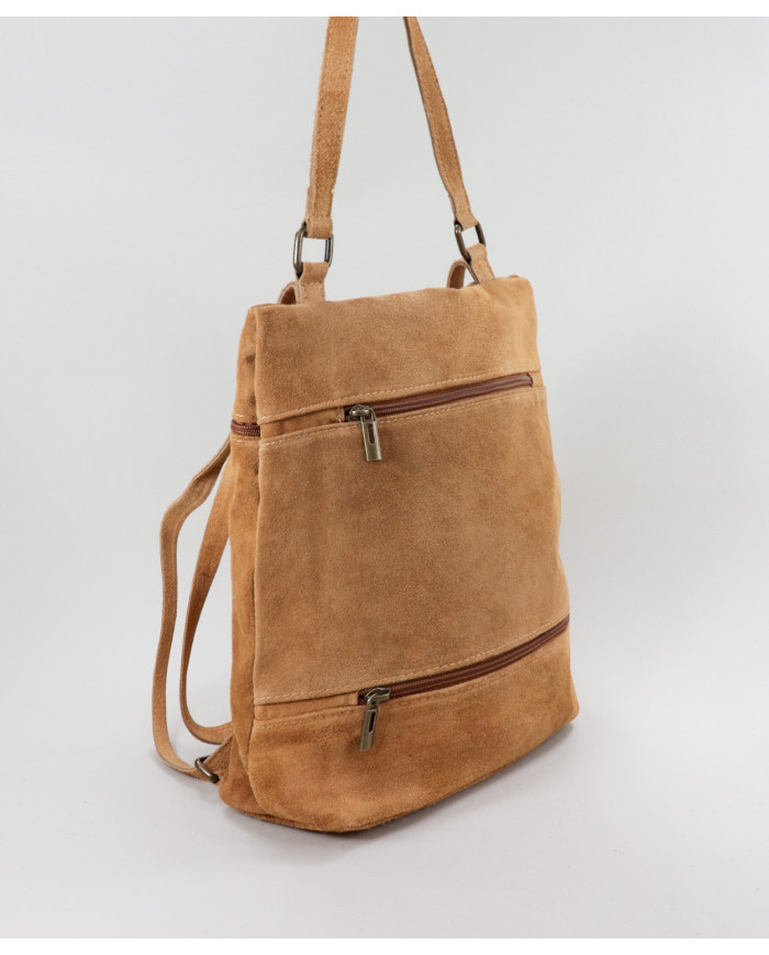 Mochila de Senhora Camel em Pele
