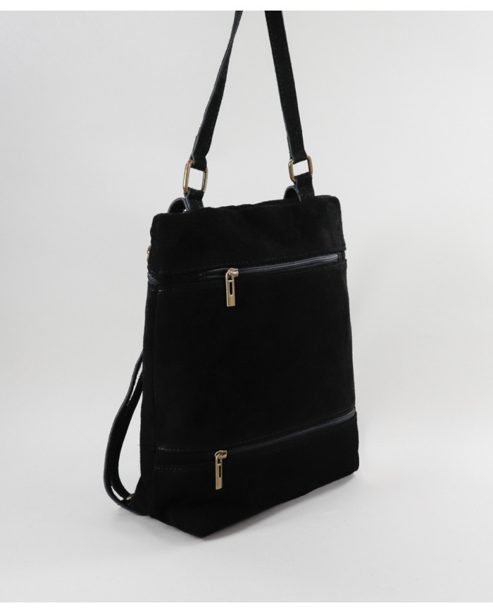 Mochila de Senhora Preta em Pele