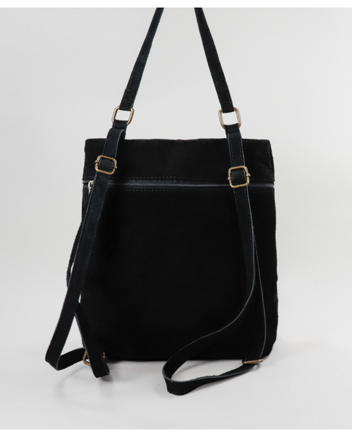 Mochila Feminina Preta em Pele