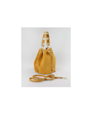 Mala Bucket Redonda Mostarda em Pele