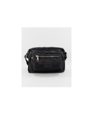 Nylon Black Suitcase with Strap Stripe