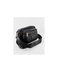 Nylon Black Suitcase with Strap Stripe