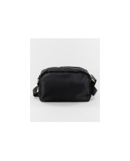 Nylon Black Suitcase with Strap Stripe