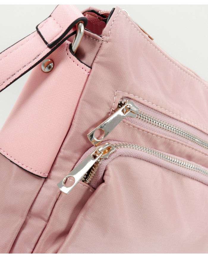 Mala Rosa em Nylon com Várias Arrumações