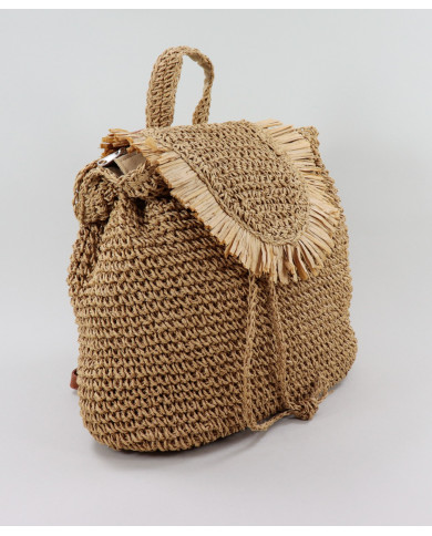 Mochila Camel de Senhora em Ráfia