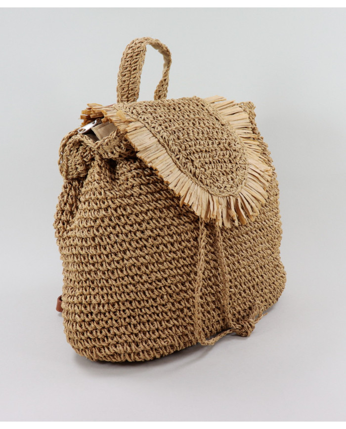 Mochila de Damas Camel en Ráfia