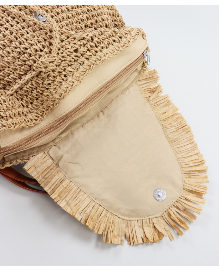 Mochila de Damas Camel en Ráfia