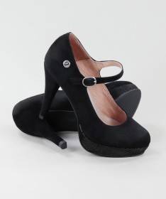 Sapatos Pretos Elegantes Ginova em Camurça