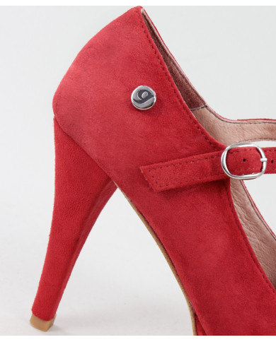 Sapatos Vermelhos Elegantes Ginova em Camurça