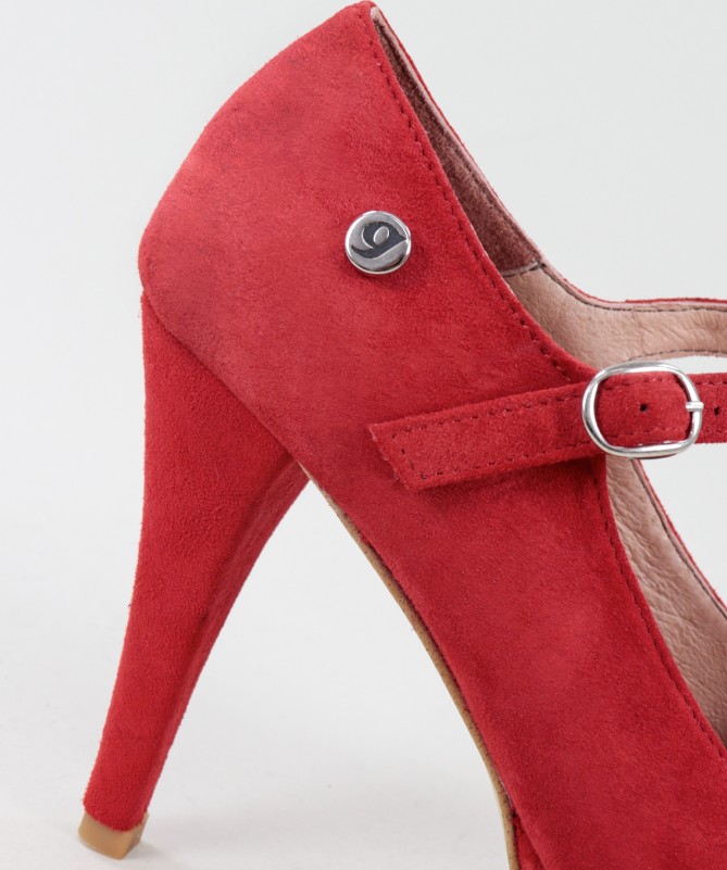 Sapatos Vermelhos Elegantes Ginova em Camurça