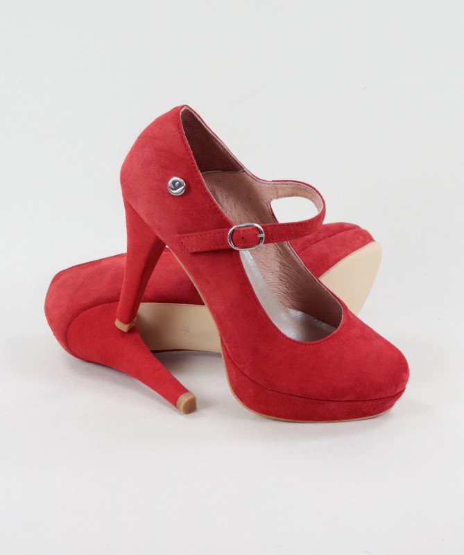 Sapatos Vermelhos Elegantes Ginova em Camurça