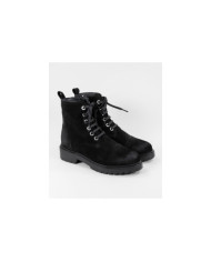 Women's Black Military Boots in Suede