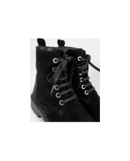 Women's Black Military Boots in Suede