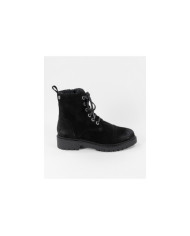 Women's Black Military Boots in Suede