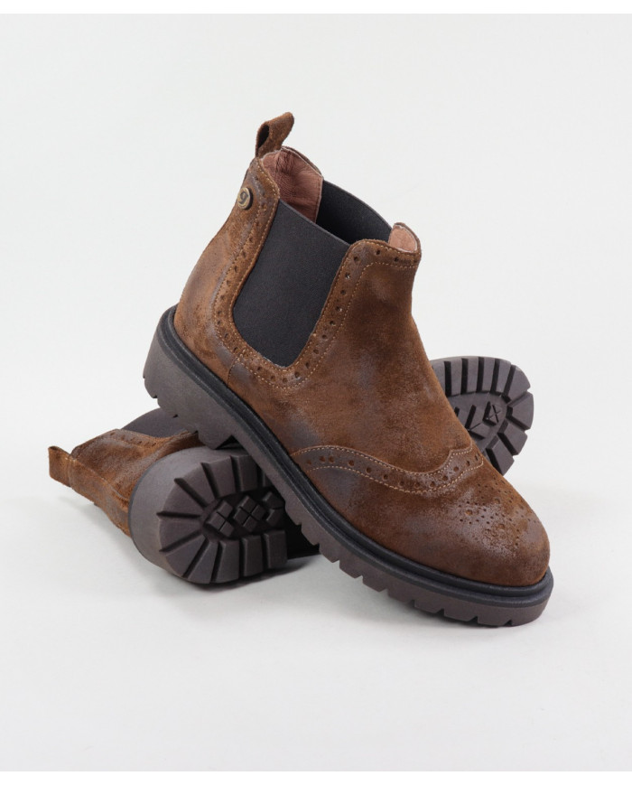 Botas Camel de Senhora Ginova com Elásticos nas Laterais