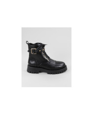 Women's Black Military Boots in Skin
